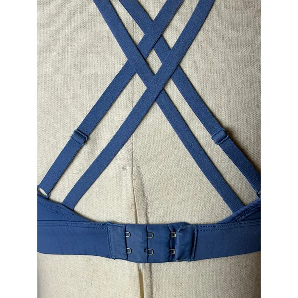 OFFLINE by Aerie Sports Bra Women Small Blue Ribbed Strappy Back Athleisure - Image 10