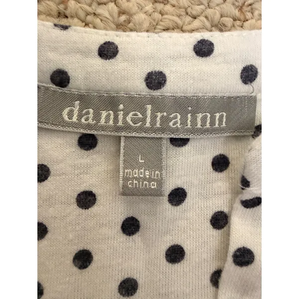 Daniel Rainn‎ Linen Blend Polka Dot Stripe Mixed Print Blouse Large - Image 3