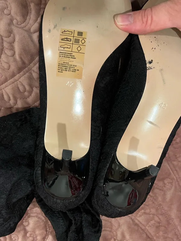 H&M Black Lace Pointed Toe Stiletto Ankle Boots - Image 3