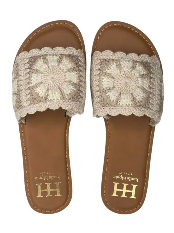 new Haute Hippie ✌︎︎ Rianne Crochet Mandala Flat Sandals Slides ✌︎︎ Cream ✌︎︎ 7M - Image 9