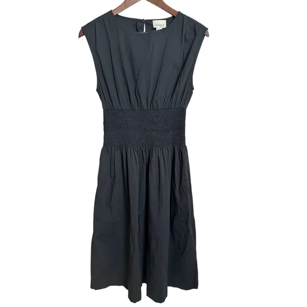 Luxely Willow Dress in Meteorite Black size S Midi Smocked Waist - Image 2