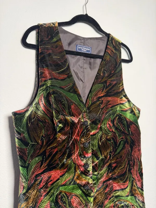 Velvet MultiColor Long Vest Vintage 90s - Image 2