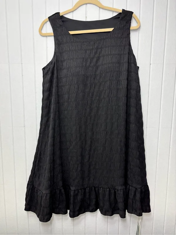 HALARA‎ Sleeveless tank Black Textured Ruffle-Hem Midi Dress Size XL NEW - Image 2