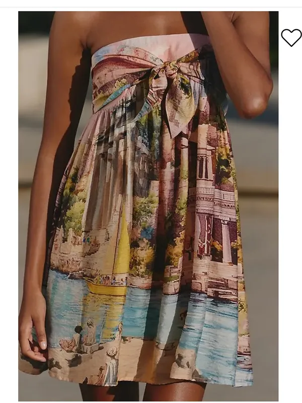 Nwot CELANDINE Strapless Bow-Front Mini Dress $128 fall party angelic print boho - Image 2