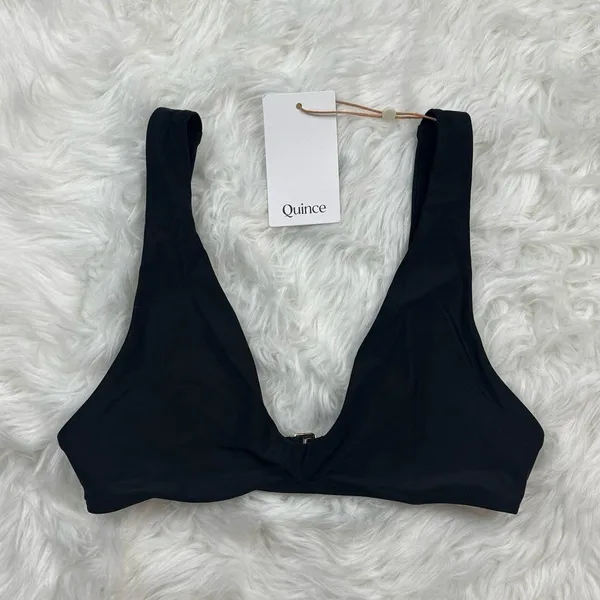 Quince Italian Plunge Bikini Top Black Size Small - Image 3
