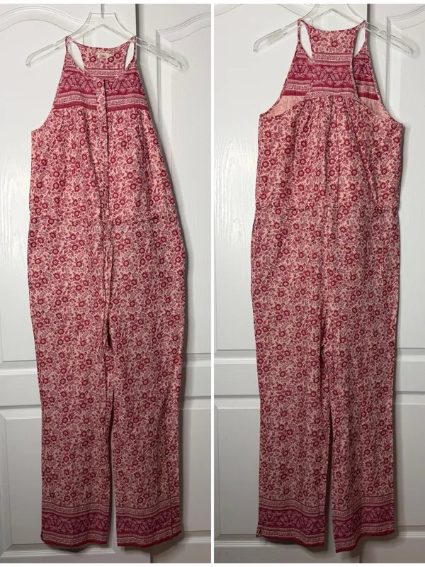 Faherty Adella Floral Jumpsuit Pink Organic Cotton Size Medium NWOT - Image 5