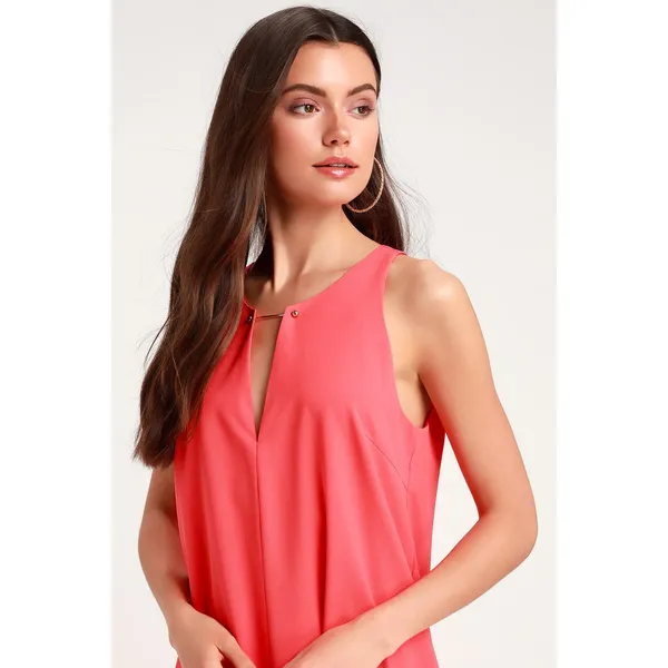 Lulu's Women's Size‎ Medium Pink Coral Near Or Bar Shift Dress - Image 2