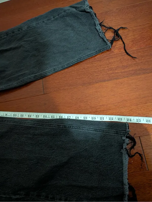 PacSun Nora Wide Leg Black Frayed Hem Jeans Size 25 - Image 8