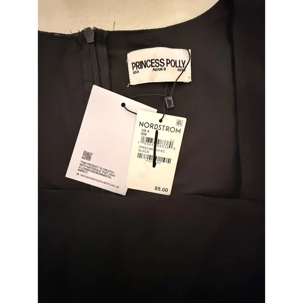 Princess Polly Black Mesh Long Sleeve Mini Dress Square Neck Wrap US 4 NWT - Image 5