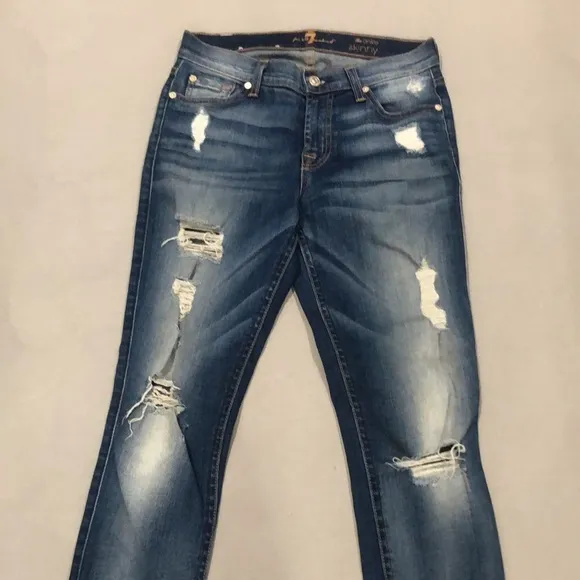 7 for all mankind ankle skinny blue jeans - Image 2
