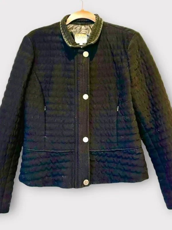 Armani Collezioni Black Quilted Jacket 90s Minimalist Size 12 Large - Image 3