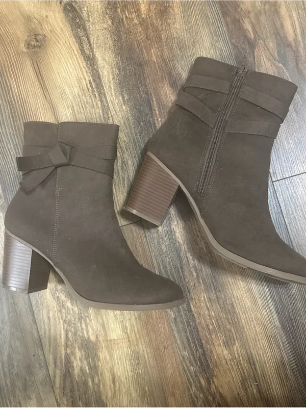 American Eagle Boots Women’s Ankle Booties Brown Side Zip Casual Block Heels 10 - Image 3