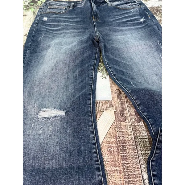 Blakeley Jeans size 4x rebel tummy control dark blue 34" inseam wide leg - Image 7