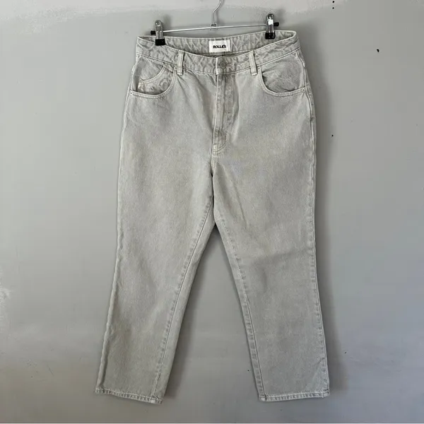 ROLLA'S Original High Rise Straight Jeans Stone Wash Grey 30 - Image 3