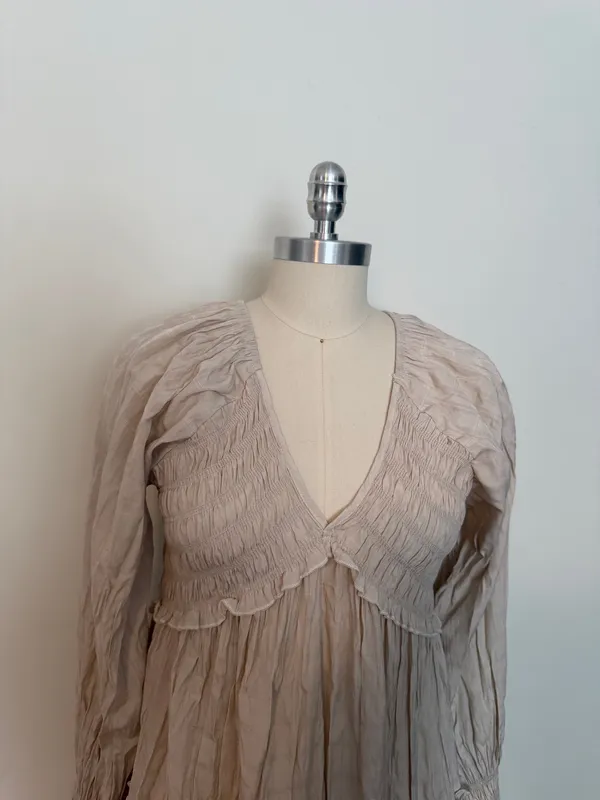 Cream Vneck Maxi Dress Tan Size XL - Image 2
