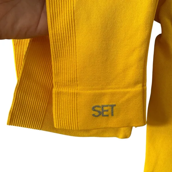 SET Active Yellow‎ Seamless Leggings SM High Rise Ribbed Gym Workout - Image 8