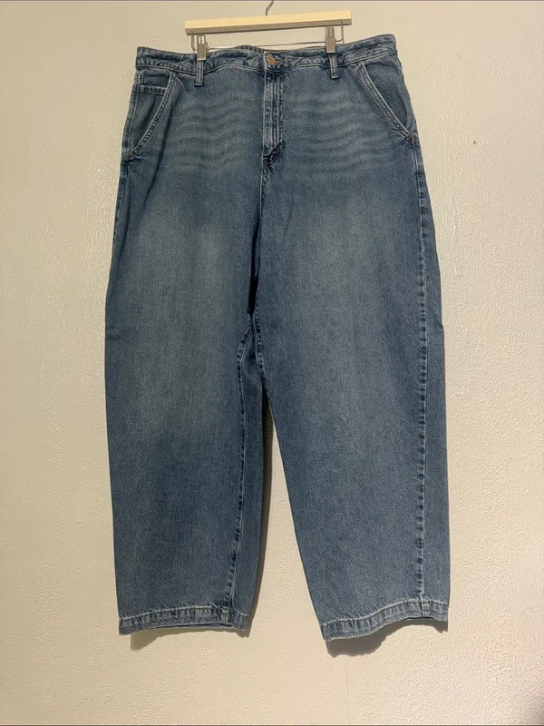 Wild Fable Baggy Skater Jeans Cinch Back Barrel Leg Denim Light Wash Size 16R - Image 2
