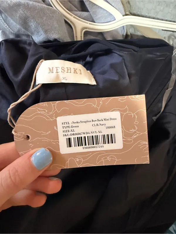 Meshki Neeka Strapless Bow Back Mini Dress Navy XL NWT - Image 5