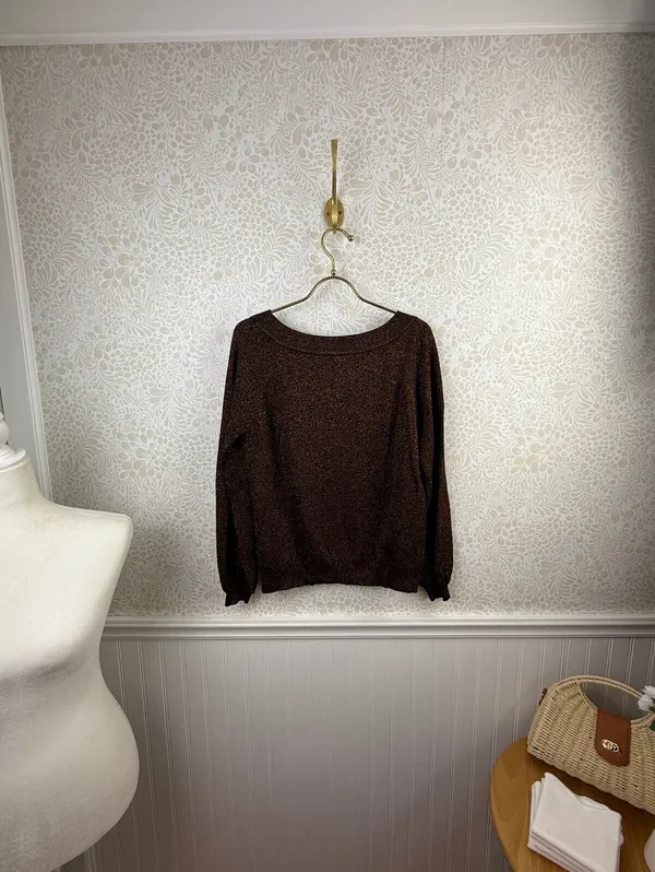 BODEN Mabel Boat Copper Sparkle Wool Relaxed Fit Lightweight Sweater - Size - 4 - Image 3