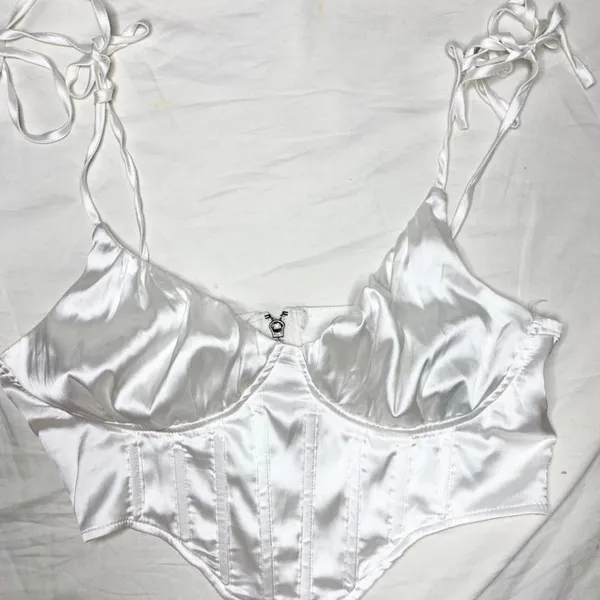 Missguided White Satin Bustier Top - Image 2
