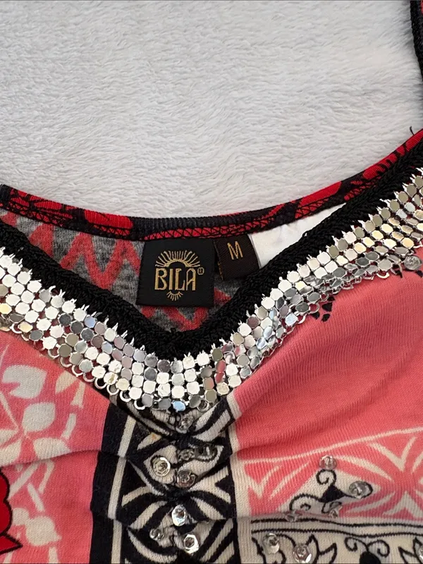 Bila size medium y2k patchwork top rhinestones cool brat fairy Paris - Image 3