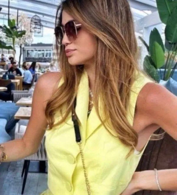 ZARA Blogger Favorite CROPPED WAISTCOAT WITH COVERED BUTTONS VEST YELLOW - Image 4