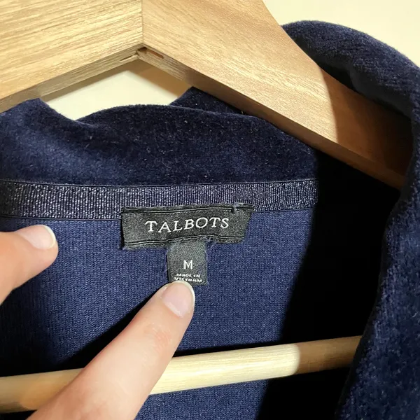 Talbots navy blue velvet cowl neck pullover sweater women's size M‎ cotton rayon - Image 3