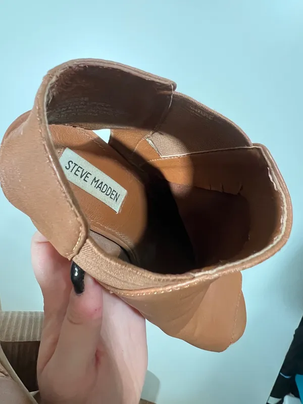 Steve Madden Nobel Camel Brown Heels Open Toe Heeled Ankle Booties Size 8 - Image 5