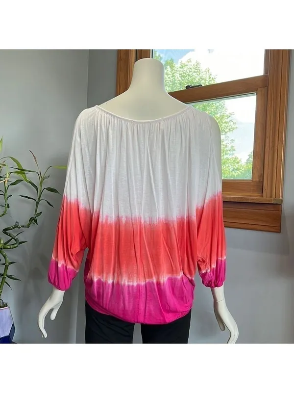 Vintage Havana Tie Dye Ombre Cold Shoulder Top Small - Image 2