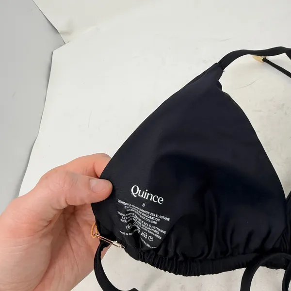Quince Italian Triangle Bikini Top Black NEW Womens Small‎ - Image 5