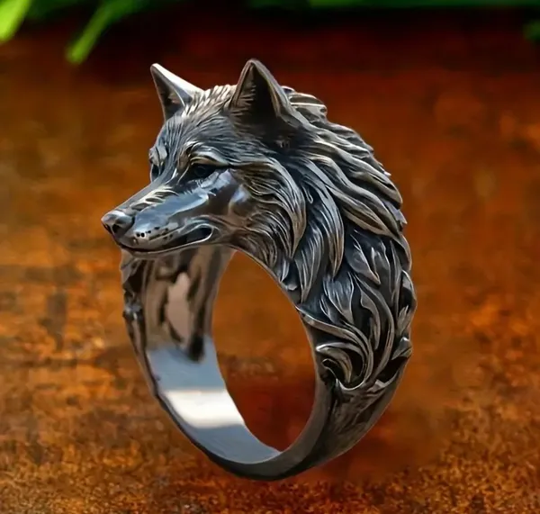 &merci Men’s Copper Intricate Detailing Bold Wolf Head Size 12 NWT - Image 2