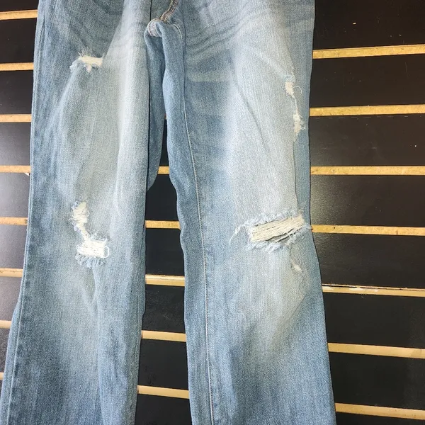 Indigo Blue Women's Light Blue Distressed Overalls Size M #023 - Image 3