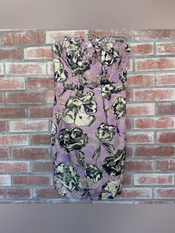 Vera Wang Lavender Label Sheath Cocktail Dress Floral Women’s 4 Jacquard Party - Image 2