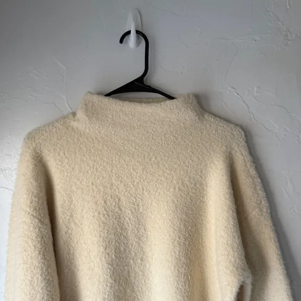 Marled Small Cream Mock Neck Cozy Sweater‎ Minimalist Closet Staple Clean Girl - Image 2