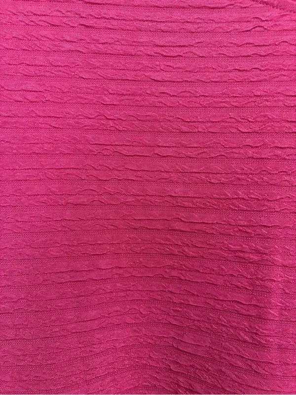 Women's Fuchsia Shift Dress - Casual Short Sleeve textured fabric and pockets XL - Image 3