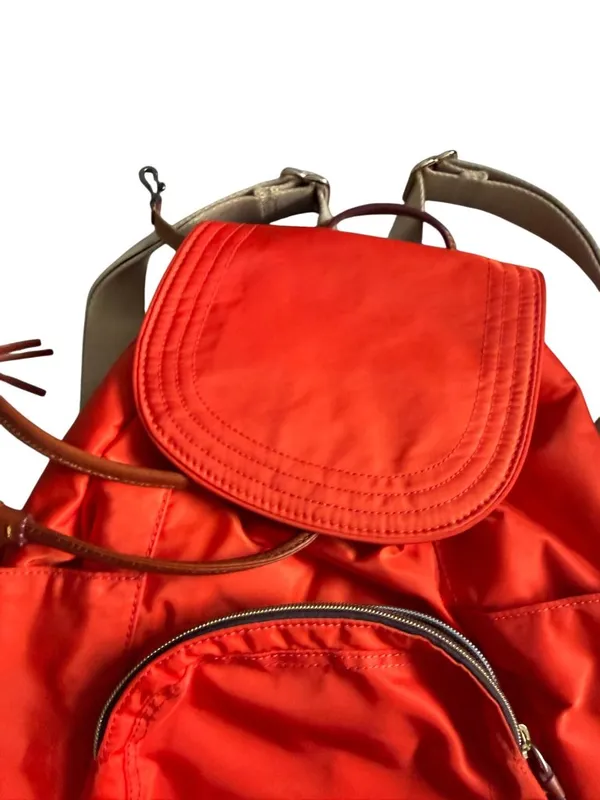 DOONEY & BOURKE Orange Brown Nylon Leather Drawstring Backpack - Image 10