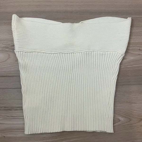 SheIn White ivory Cream Crop Tube Top Ribbed Knit Festival Coachella Y2K Size Small - Image 3