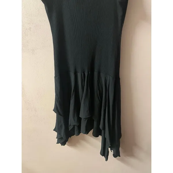 Zara Black Ribbed Bodice Asymmetrical Tiered Flowy Skirt Mini Dress Size M NWT - Image 11