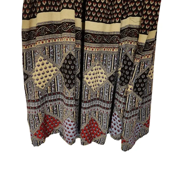 Vintage Sag Harbor Crinkle Tribal Broomstick Pleated A-Line Midi Skirt Large - Image 6