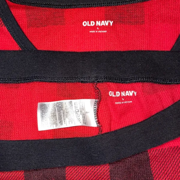 Old Navy Pajama Set Women L Red Buffalo Plaid Thermal 2 Piece Set Holiday Cozy - Image 10