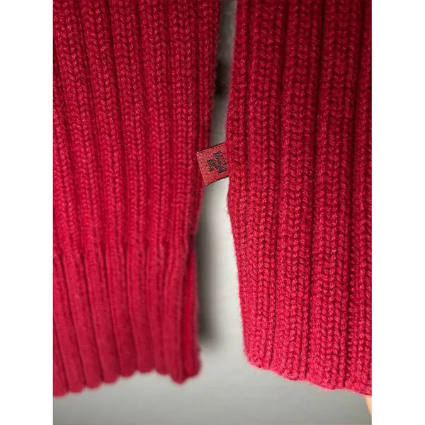 Ralph Lauren Vintage Red 100% Cotton Ribbed Knit Pullover Sweater Women Sz Large - Image 4