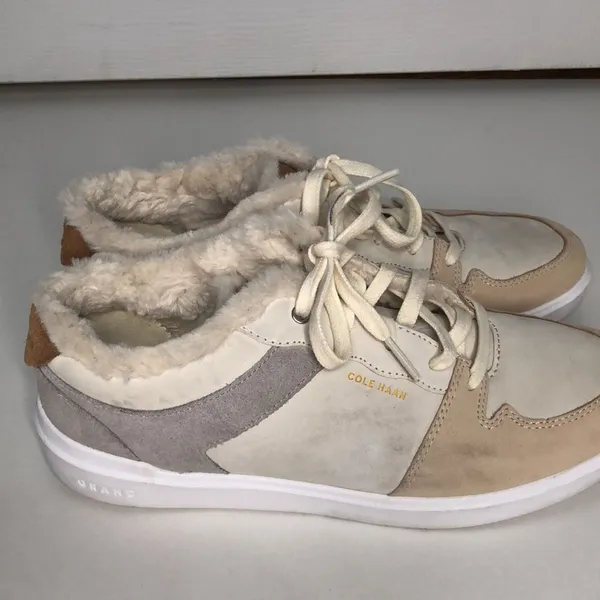 Cole Haan grand women's size 7.5 W27400 tan‎ brown grey with faux fur lining - Image 7