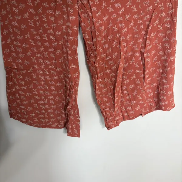 American Eagle Terracotta Orange Floral Wide Leg Crop Pants Medium Viscose - Image 10