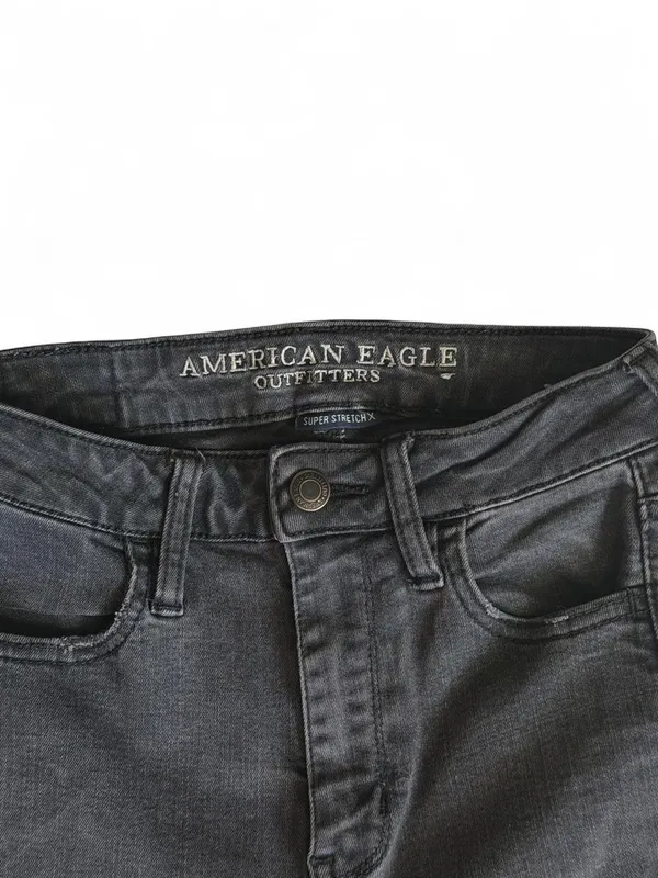 American Eagle Black Ripped Jegging 0L Super Stretch X  - Image 3