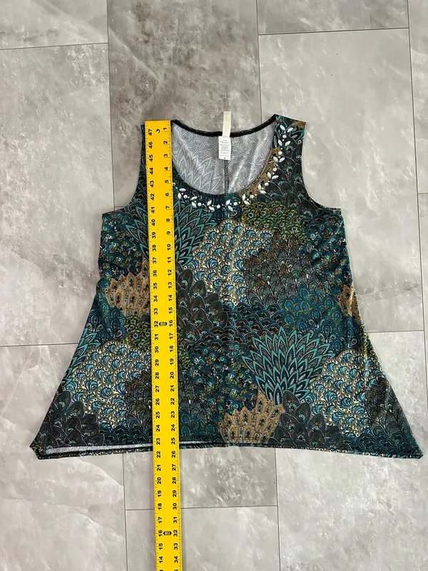 Per Siption Shirt Size M Women's Tunic Geometric Jersey Stretch Boho Summer Bead - Image 6