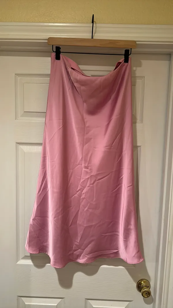 Satin Pink Maxi Skirt Size L - Image 2