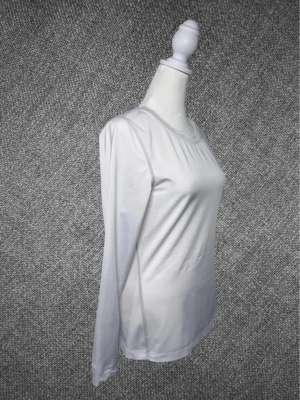 White Long Sleeve Performance Athletic Base Layer Size L - Image 3
