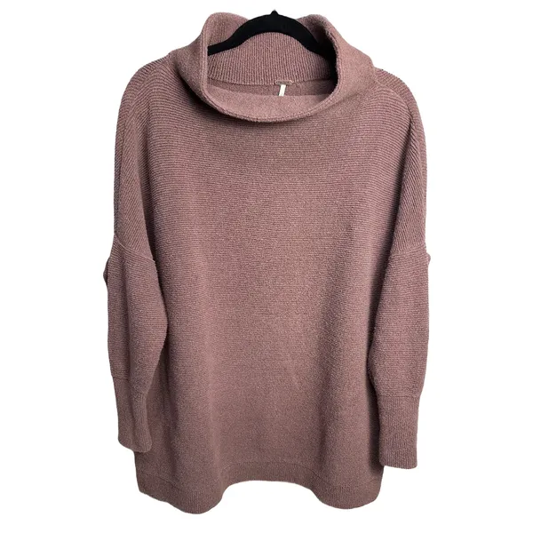 Free People Ottoman Slouchy Tunic Sweater Mauve Cowl Neck Small - Image 4