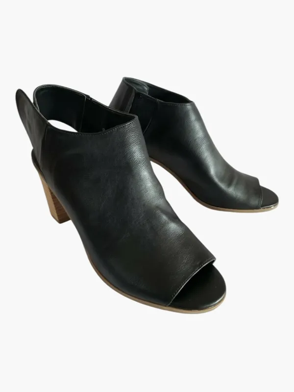 Mossimo Supply Co Black Leather Open Toe Sandal Thick Back Strap with Block Heel Size 10 - Image 5
