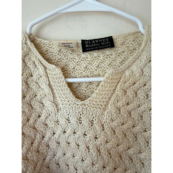 Blarney Woolen Mills Cable Knit Pullover Sweater Merino Wool Cream Women's XL - Image 4